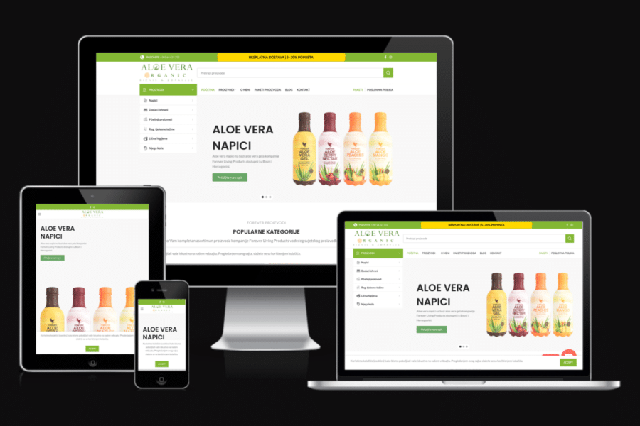 Web sajt Forever Aloe Vera BiH — rad agencije LunaMedia