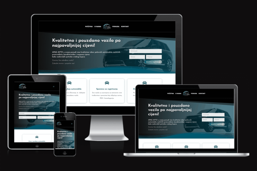 Web sajt Apag Avto Banja Luka — rad agencije LunaMedia