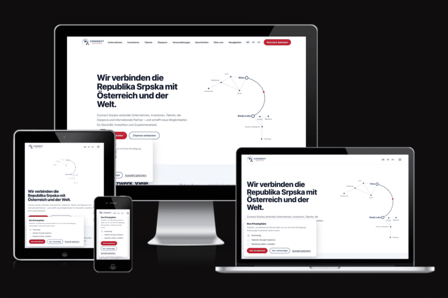 Web sajt Connect Srpska — rad agencije LunaMedia