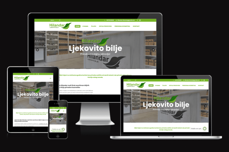 Web sajt Biljna apoteka Hilandar — rad agencije LunaMedia