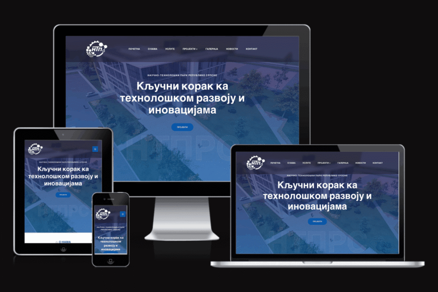 Web sajt Naučno-tehnološki park Republike Srpske — rad agencije LunaMedia