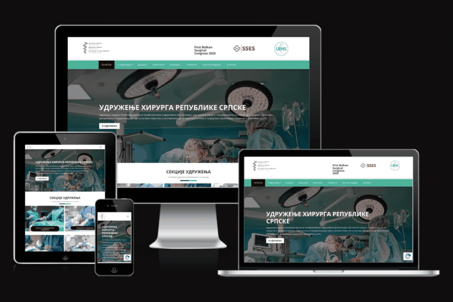 Web sajt Udruženje hirurga RS — rad agencije LunaMedia